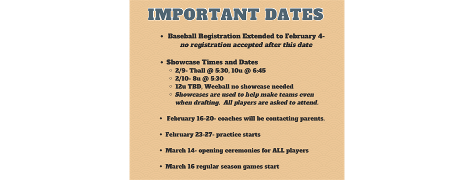 Important Dates